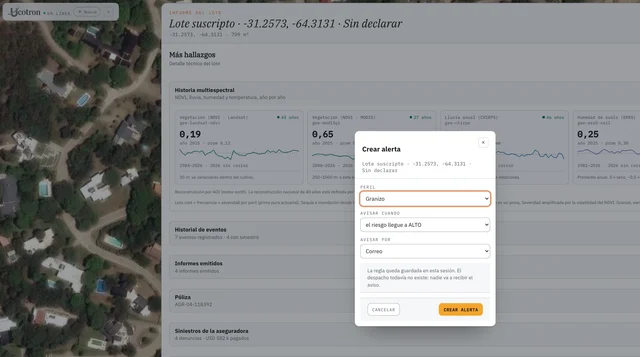 Configuración de una regla de alerta por peligro y nivel de riesgo